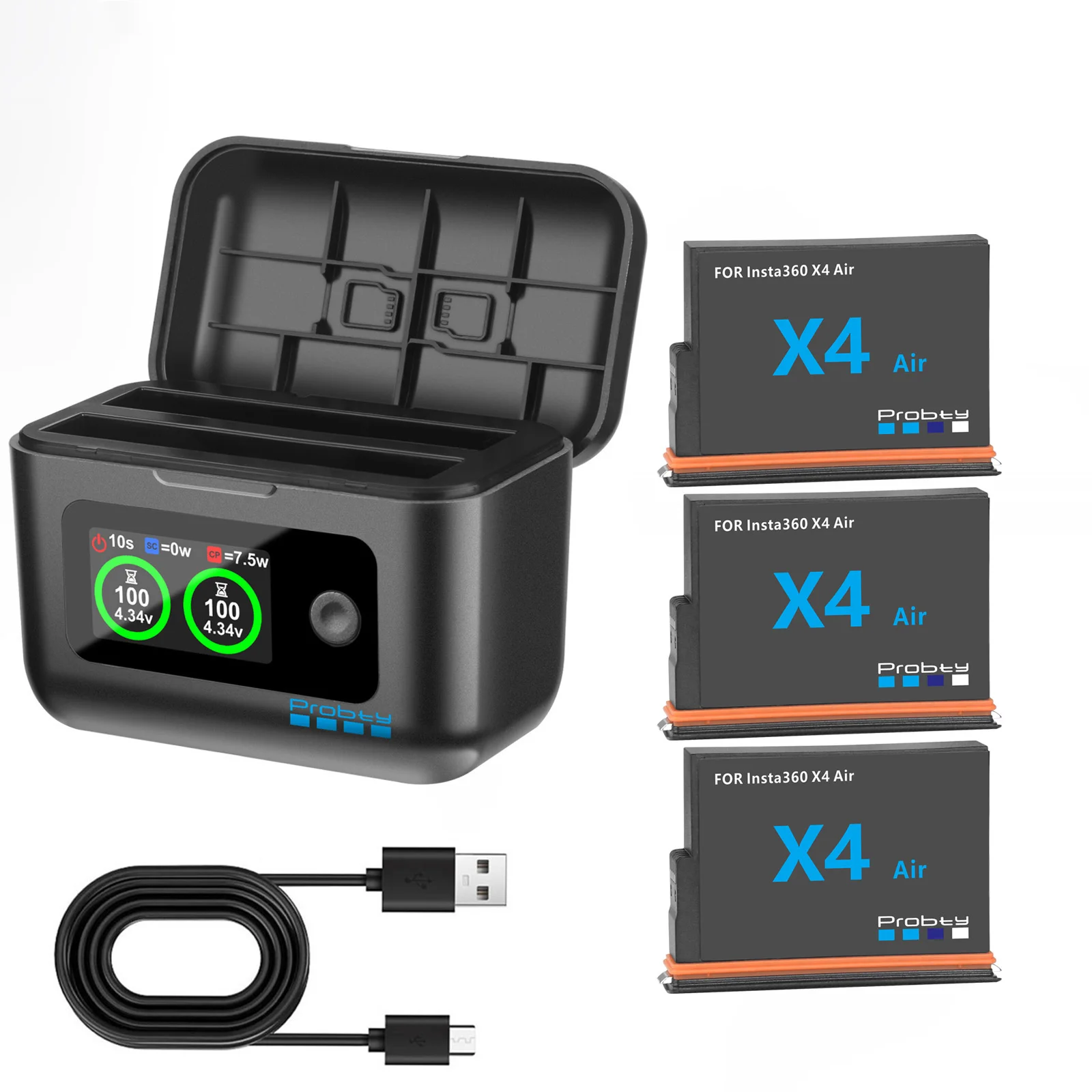 Vervangende accu voor Insta360 X4 Air 2100mAh/ Snelle oplader voor Insta 360 X4 Air action camera accessoires
