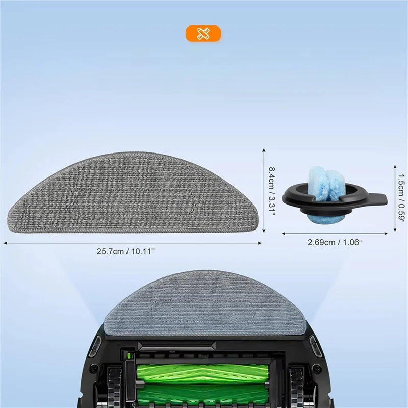 A7THK-2Set For Irobot Roomba Combo I8+ / I8 / Combo J5 / Combo J5+ / Combo I5 / Combo I5+ Autom Suction Mop Robot Washable Mop
