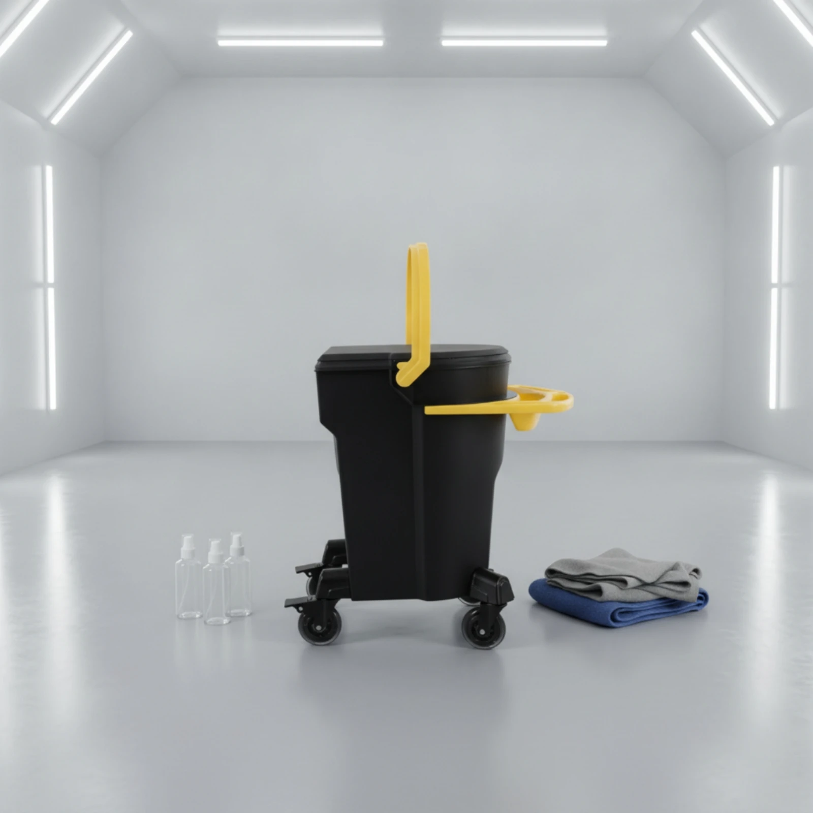 Scratch-free Car Wash Bucket with Wheels Compact Wheeled Bucket with Lid for Home Garage Cleaning