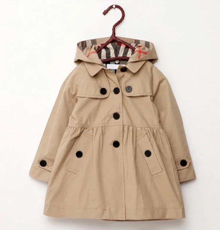 Children Birthday Present Girls Sweatshirt New Spring Autumn Long Style Hooded Coat for Girl Kids Jacket Red Windbreaker