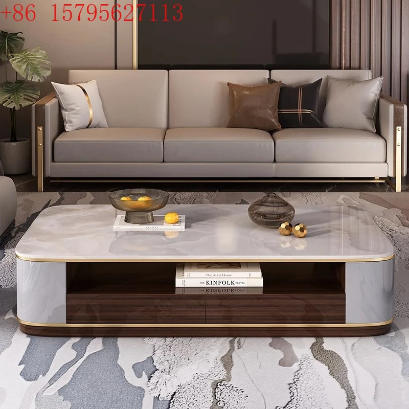 

Marble coffee table living room light luxury high-end large board tea table high-end coffee table household