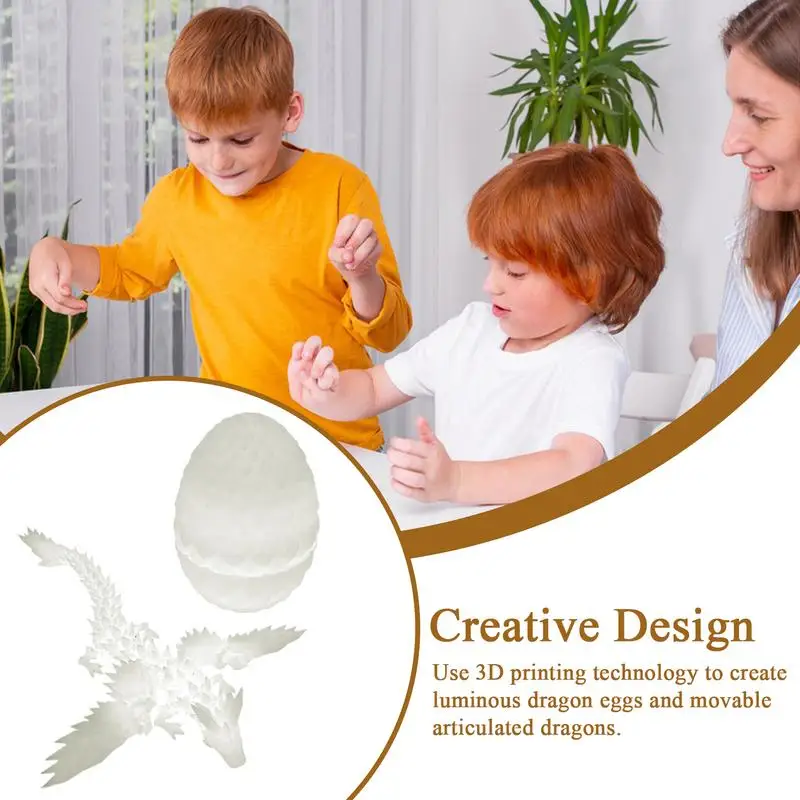 Dragon Egg 3D Printed Dragon Ornaments For Kids Articulated Action Surprise Creative Stress Relief Toy For Easter Stuffers