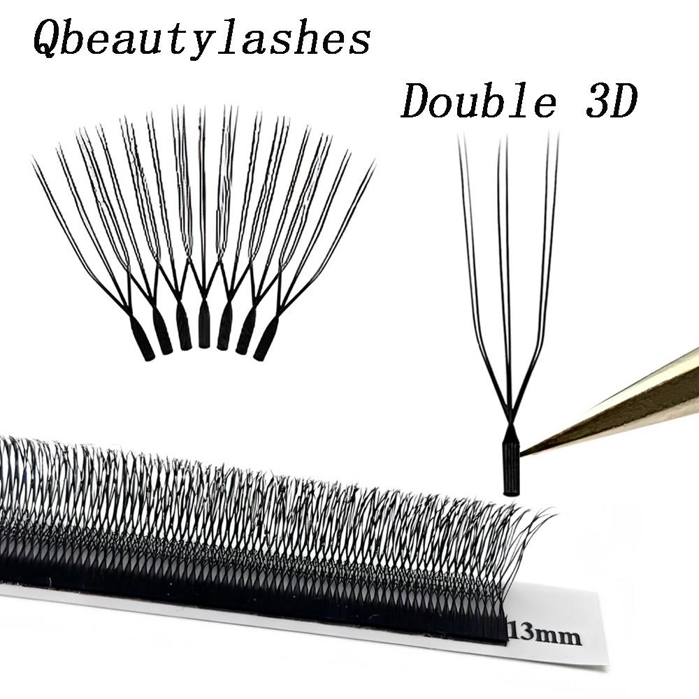 

Qbeautylashes Cílios W 3D 6D U Shaped Eyelash Extensions Double 3D Premade Fans Volume Lashes Natural Mink False Eyelashes