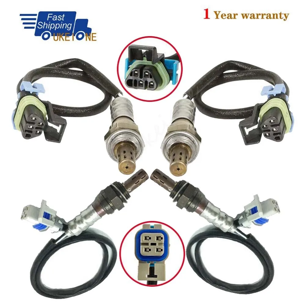 4Pcs For Cadillac Escalade Chevrolet Suburban GMC Sierra Yukon Hummer H2 6.0L Lambda O2 Oxygen Sensor Up Downstream Car Parts