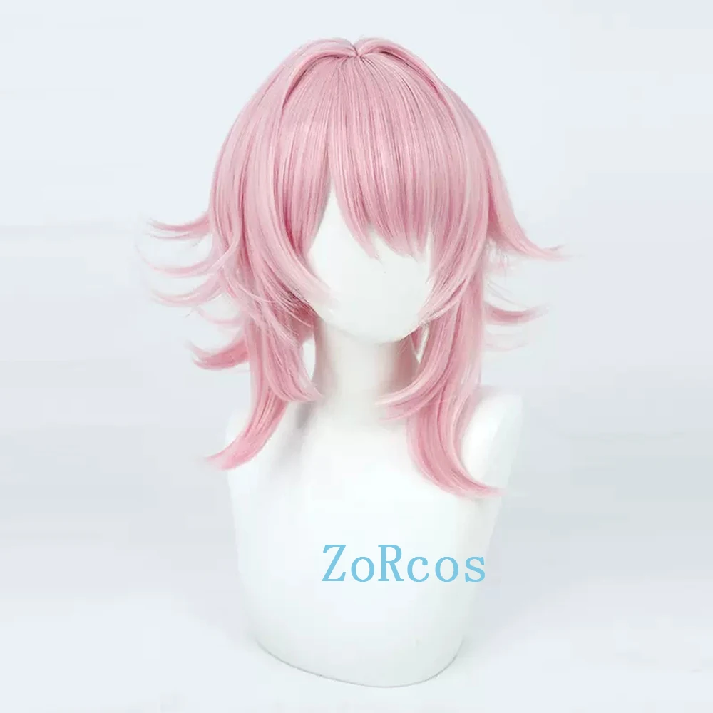 7 marzo parrucca Cosplay gioco Honkai: Star Rail 7 marzo capelli corti rosa resistenti al calore parrucca Cosplay di Halloween donna con cappuccio parrucca