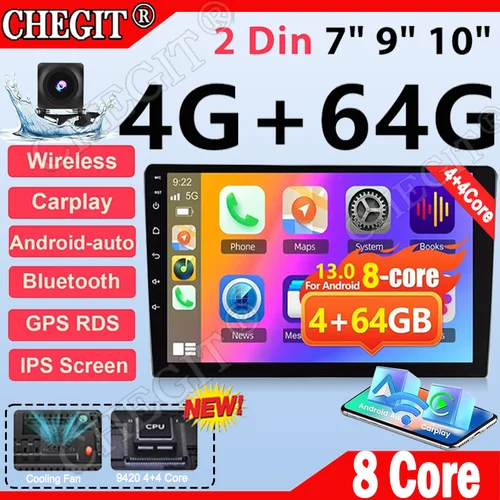 Imagen 1 del producto 7/9/10 ""Universal Android 13 2 Din Radio de coche 64G Autoradio android 4/8Core GPS BT Central reproductor Multimedia sistemas de coche inteligentes