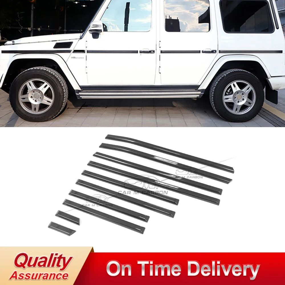 

G Class W463 G63 Dry Carbon Fiber Side Molding Trims for G350 G400 G500 G55 G63 G65 Carbon Black Side Molding Trim Strip Kit