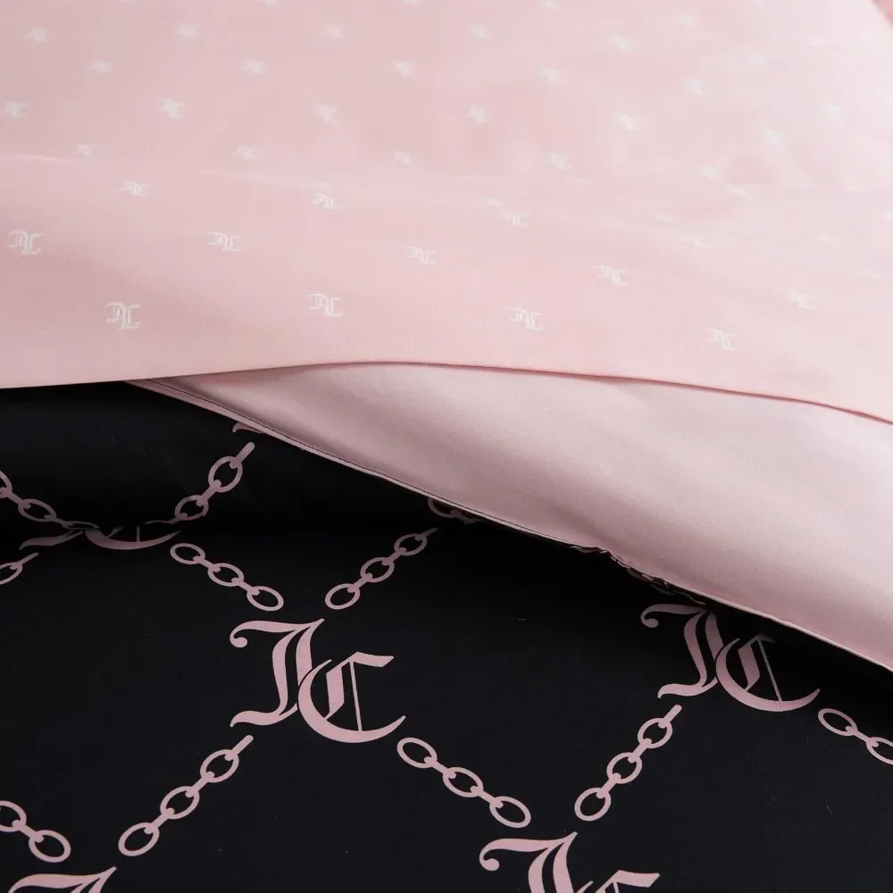 مجموعة لحاف الملكة ذات الشعار الأسود الفاخر من عصير كوتور - مجموعة مفروشات مكونة من 8 قطع #4