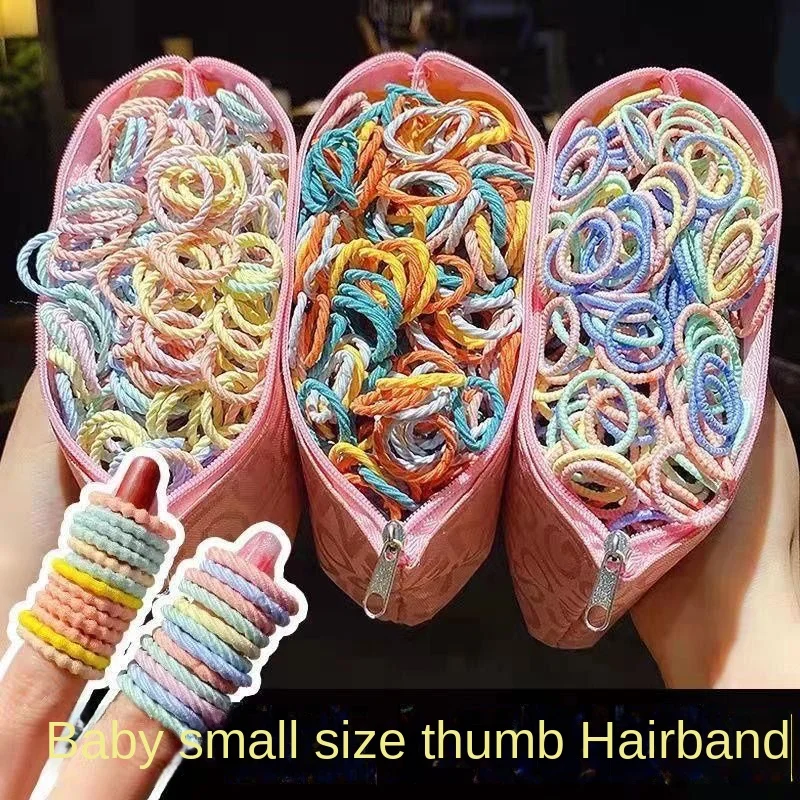 Children's Hair Tie Baby Rubber Band 100 Girls Do Not Hurt Hair Elastic Thumb Hair Band Small Size Hair Rope Hair Rope