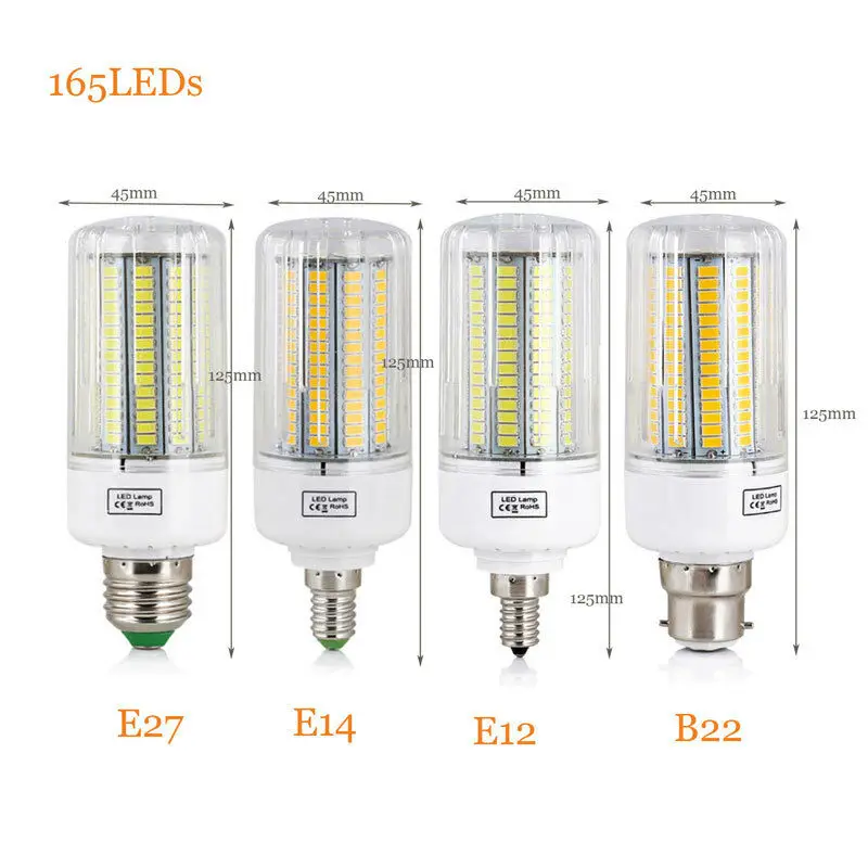 E27 e14 b22 led mais glühbirnen schraube bajonett kappe ses 7w 12w 30w 45w ultra helle 120leds ersetzen 165 w halogenlampen