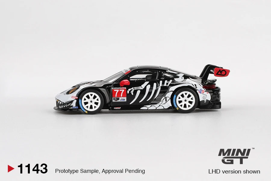MINIGT 1/64 Porsche 911GT3 R # 77 AO Racing 2025 IMSA Petit Le Mans MGT01143-CH Autos Legierung Druckguss Metall Modell Kinder Spielzeug Jungen – Detail 3