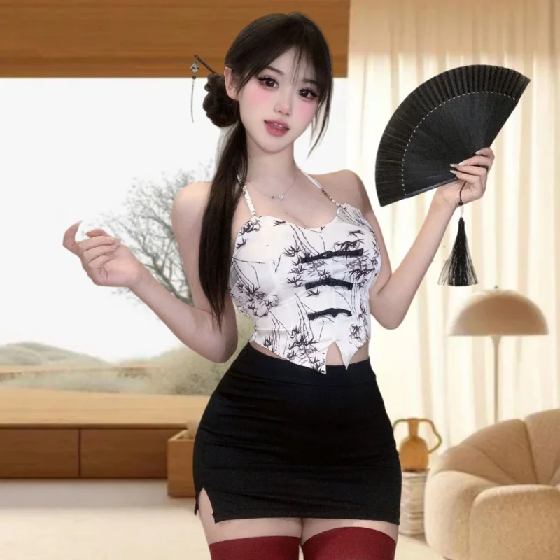 بدلة نسائية ملابس داخلية مثيرة يمزح موحدة إغراء هدايا عيد ميلاد مقاس واحد سهولة الوصول تنورة صغيرة شرقية عتيقة #3