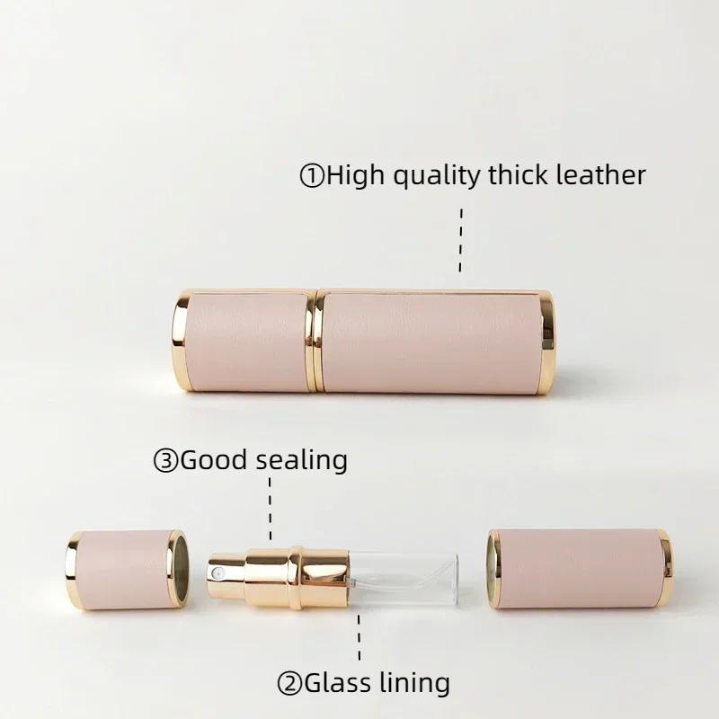 5ml Leather Bottom Filling Refillable Perfume Atomizer for Travel Atomizer Spray Bottle Fine Mist Luxury Gift Fragrance Cosmetic