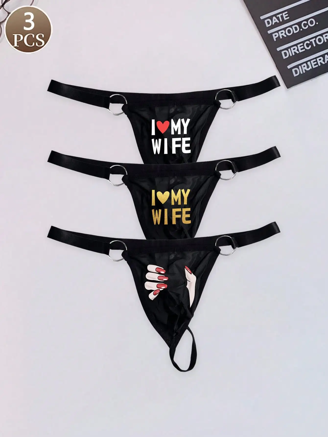 

3 шт., забавное и милое повседневное спортивное трикотажное полотно, мягкое и легкое мужское дышащее нижнее белье с низкой талией в форме пальца