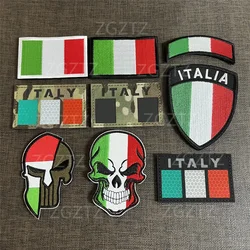 Italian Patch Embroidered Flag Italia Reflective Armband Badge Garment Patch Embroidery Hook Loop Military Italy G.I.S