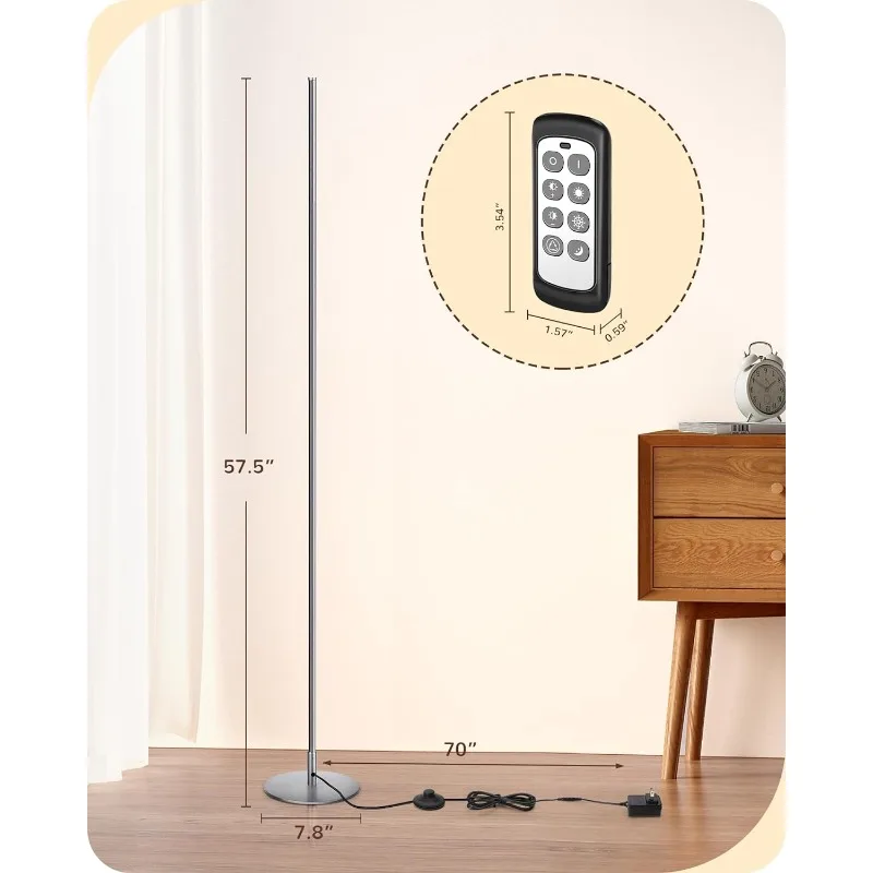 Imagem -04 - Led Corner Floor Lamp com Controle Remoto Minimalista Dimmable Luz pé Lâmpada Alta 575 em