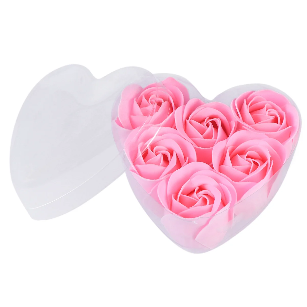 

6Pcs Heart Shaped Rose Soap Gift Box Super Simulate Rose Design Perfect for Girlfriend Wife Teachers Birthday Festival Decor