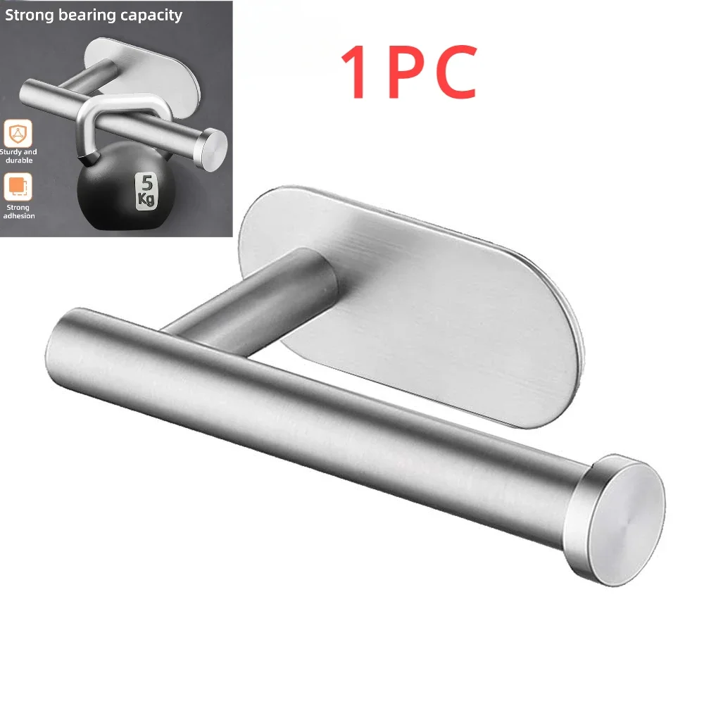 Auto-adesivo Toilet Paper Holder, suporte de toalha, aço inoxidável, montagem na parede, sem perfuração, dispensador para banheiro, cozinha