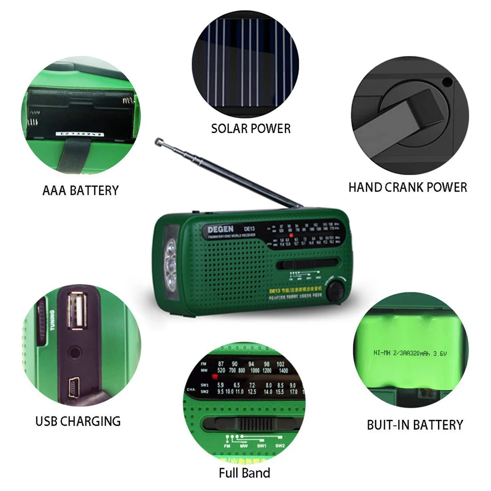 Přenosné bezodkladnost rádio FM 87mhz-108mhz multiband transceivery USB energie břeh vysokopevnostní baterka podpora pro FM/MW/SW