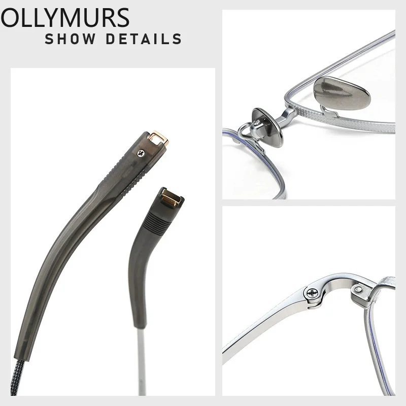 OLLYMURS Occhiali da vista quadrati con montatura completa in titanio per uomo Occhiali ottici fotocromatici anti luce blu