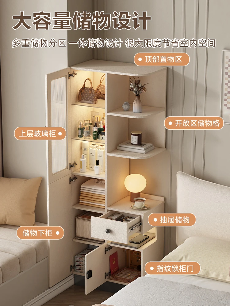 

Light luxury high-end sense small size living room corner bookcase bookshelf 2025 new vertical cabinet locker integrated corner