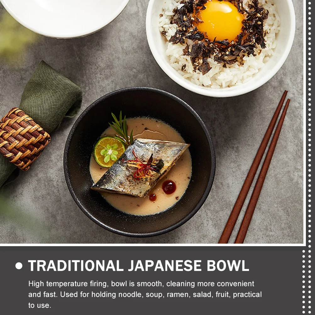 

4Pcs Ceramic Rock Pattern Bowls High Temperature Firing Multi-Use Rice Noodle Soup Salad Dinner Bowls Serving Bowl