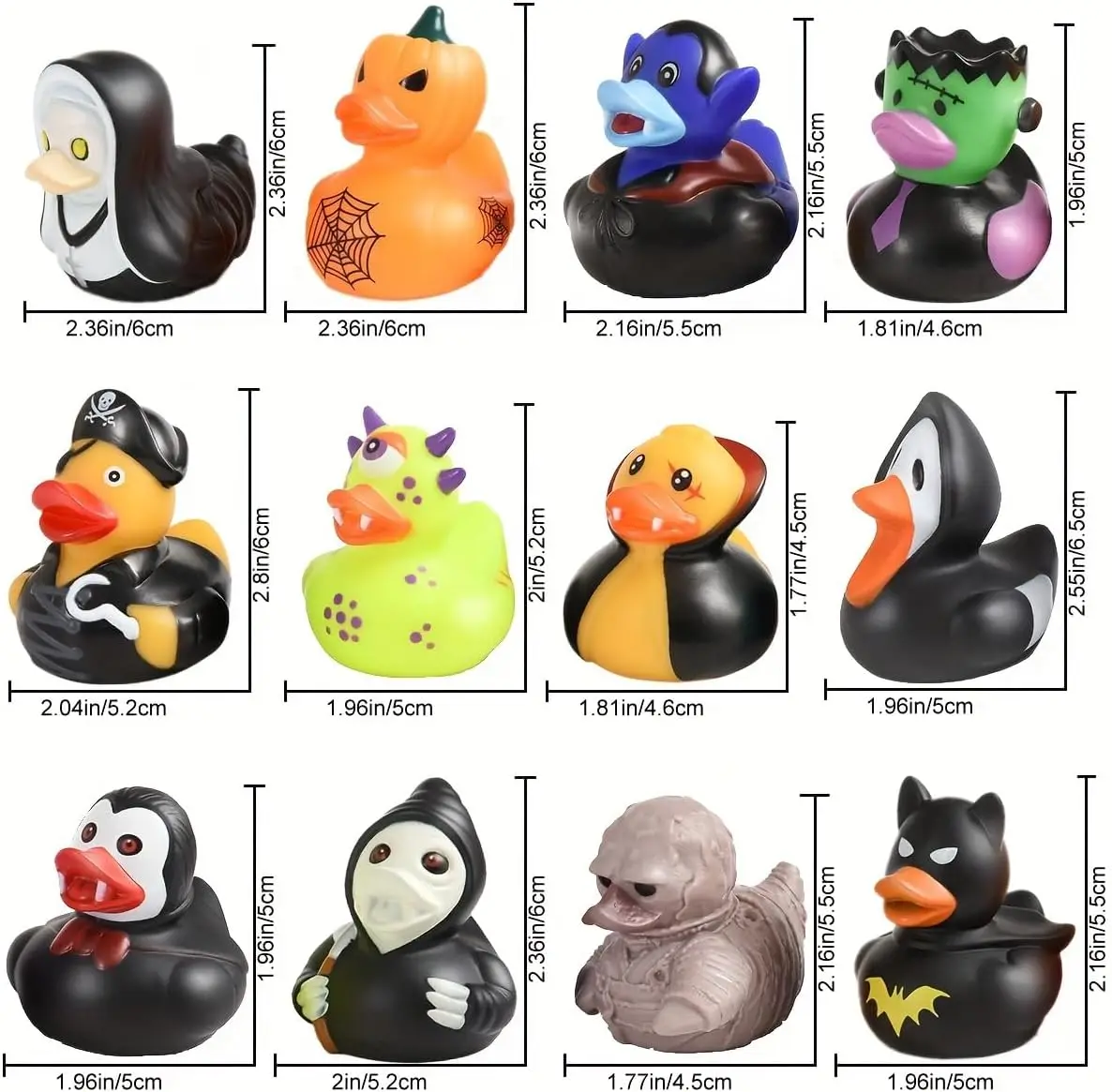 24 PCS Rubber Ducks Assorted Halloween Duckies in Bulk Ducking for Kids Baby Shower Bath Toys Party Favors