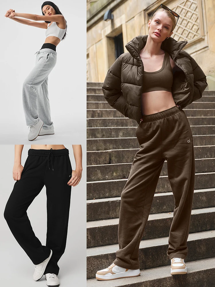 Autumn/Winter Women's Accolade Straight Leg Sweatpants Comfortable and Warm Outdoor Street Casual Pants Wide Legs Trousers