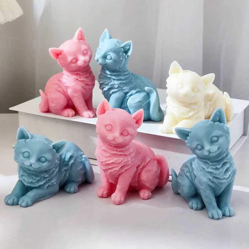 Big Eyes Tail Cat Candle Soap Silicone Molds 3D Household Ornament Animal Cake Silicone Baking Mould