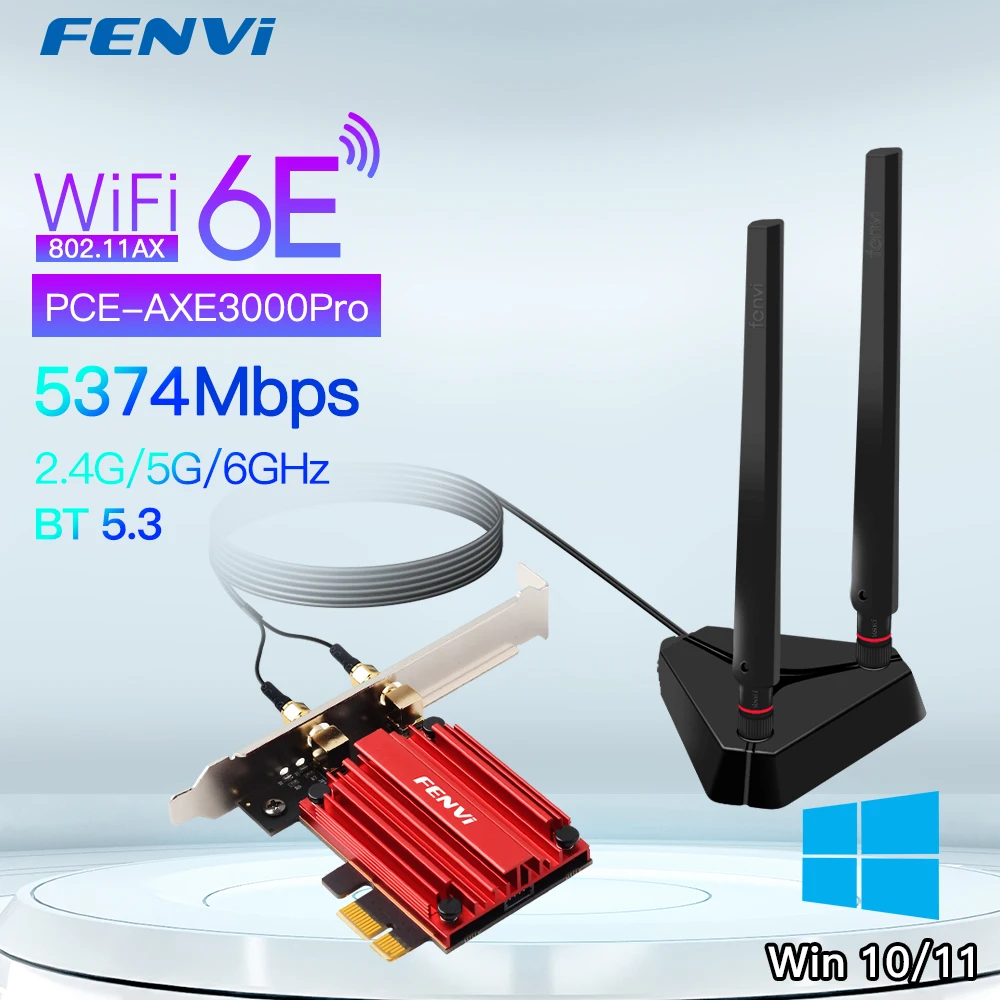 FENVI Wi-Fi 6E 5374Mbps AX210 For Bluetooth5.3 802.11AX 2.4G/5G/6Ghz Wireless PCIE Adapter Network WiFi Card Support PC Win10/11