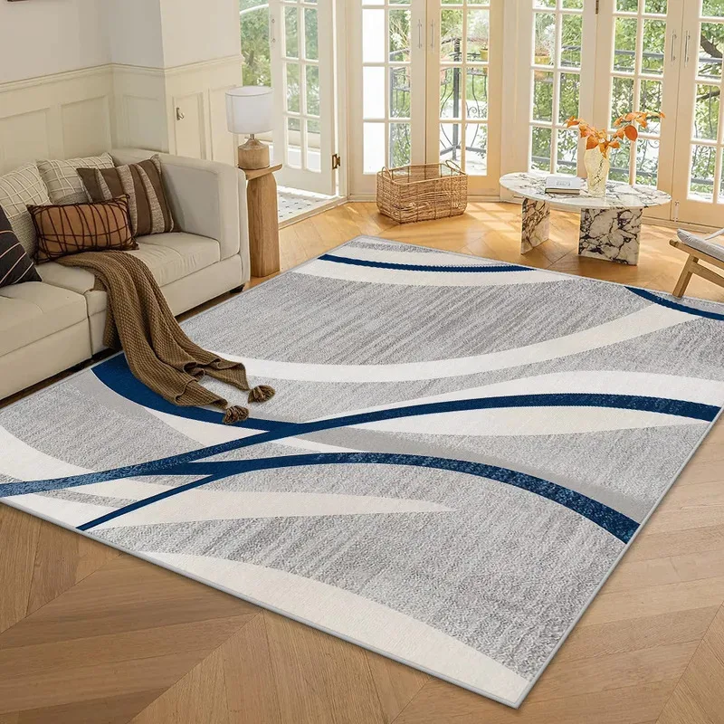 VIKAMA Modern Abstract Line Rug Stain-Resistant & Non-Slip Living Room Coffee Table Mat Balcony & Utility Room Rug Home Decor