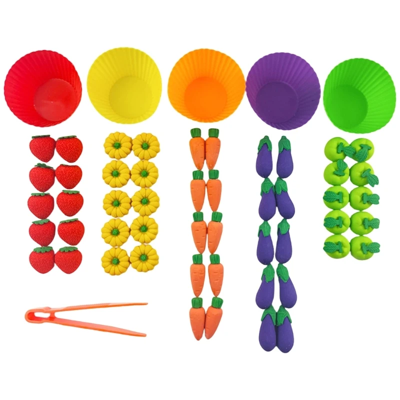 Educational Toy Set for Toddler Promotes Hands on Learning and Exploration of Fruits and Vegetables Home or School