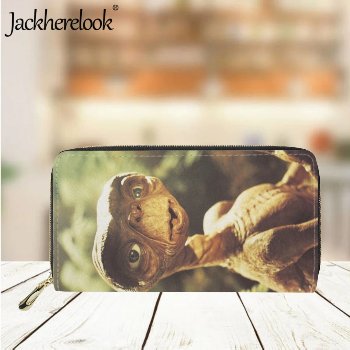 Jackherelook ET Pattern Print Wallet Fashion Women's Long Leather Purse Card Holder Ladies Casual Travel Clutch Bag Holiday Gift
