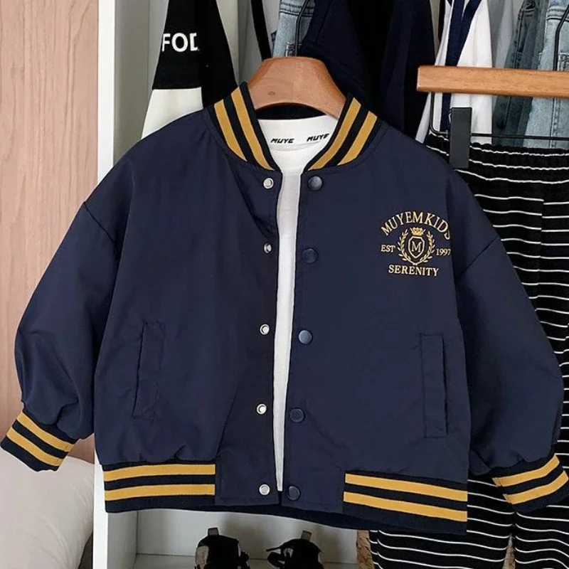 

Korean Children's Coat Spring Autumn Baby Boys Baseball Uniform Academy Cardigan Jacket Kids New Outerwear Casual Top 2-10 Years