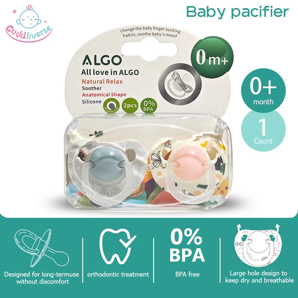 Chupete para bebé de 0 a 3 meses, material de silicona de calidad alimentaria con boca redonda, regalo para recién nacido suave y resistente a mordeduras, 2 uds.