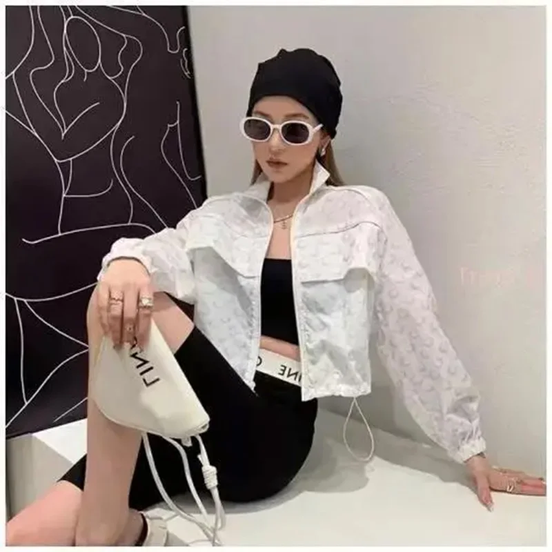 Women Sun Protection Reflective Jacket Korean Casual Long Sleeve Oversized Loose Moon Print Autumn