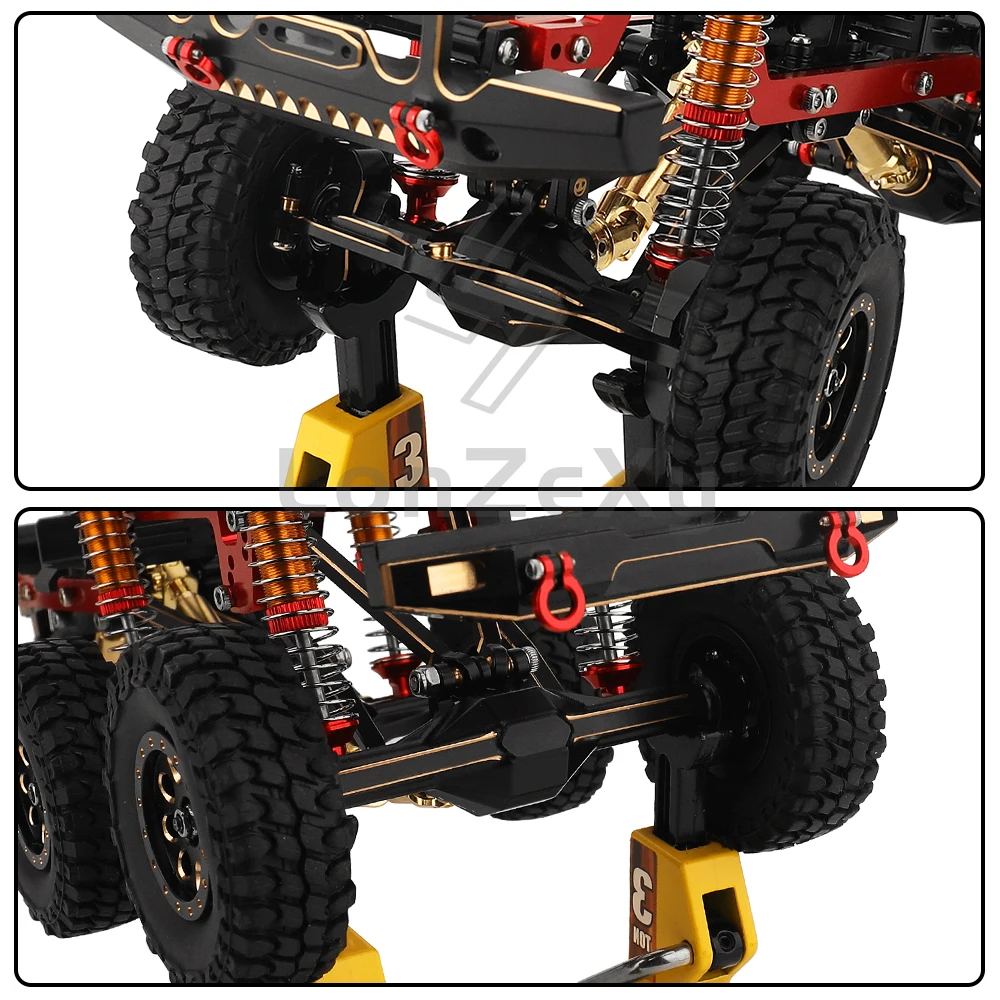 Ottone + alluminio metallo 6x6 RC telaio per auto con assali posteriori centrali anteriori cambio fai da te per TRX4M 1/18 RC Crawler parti di automobili