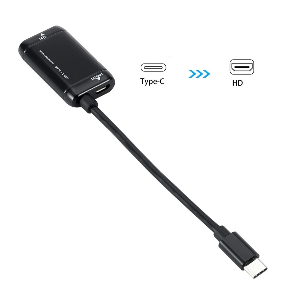 محول USB من النوع C إلى HD متوافق مع وظيفة منفذ الطاقة ، محول ذكر إلى أنثى لهاتف أندرويد mhd ، USB