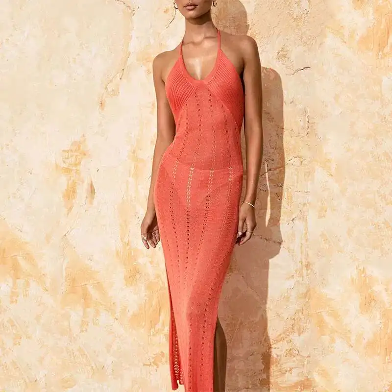 Jupe de plage tricotée pour femmes, couleur unie, Sexy, Cover-Up pour les maillots de bain, vêtements de Protection solaire, nouvelle collection été 2025