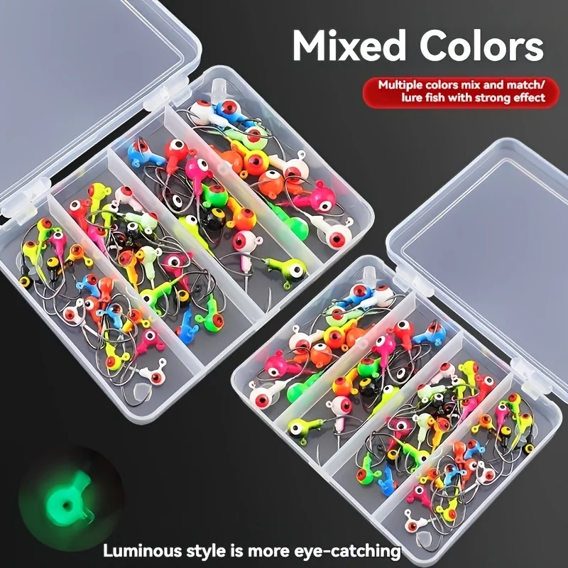 

50 шт. ярких рыболовных крючков из нержавеющей стали с двойным ушком и свинцовой головкой – уникальные формы для легкой ловли