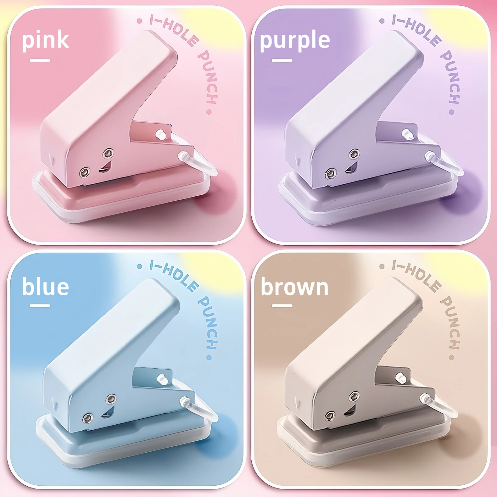 1pcs Macaron Color Single-Hole Mini Hole Punch Portable Manual Puncher for School Office DIY Crafts Stationery Office A3067