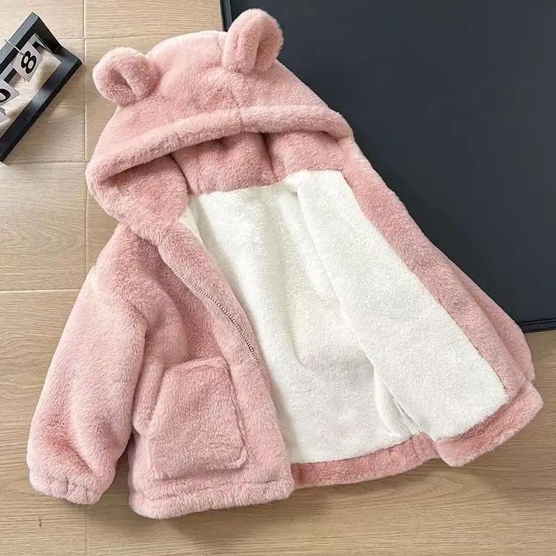 

Kids Girls' Baby Fur Warm Coat Autumn and Winter Fashionable 2026 New Style Children's Plush Thick Cute Jacket 90-140cm
