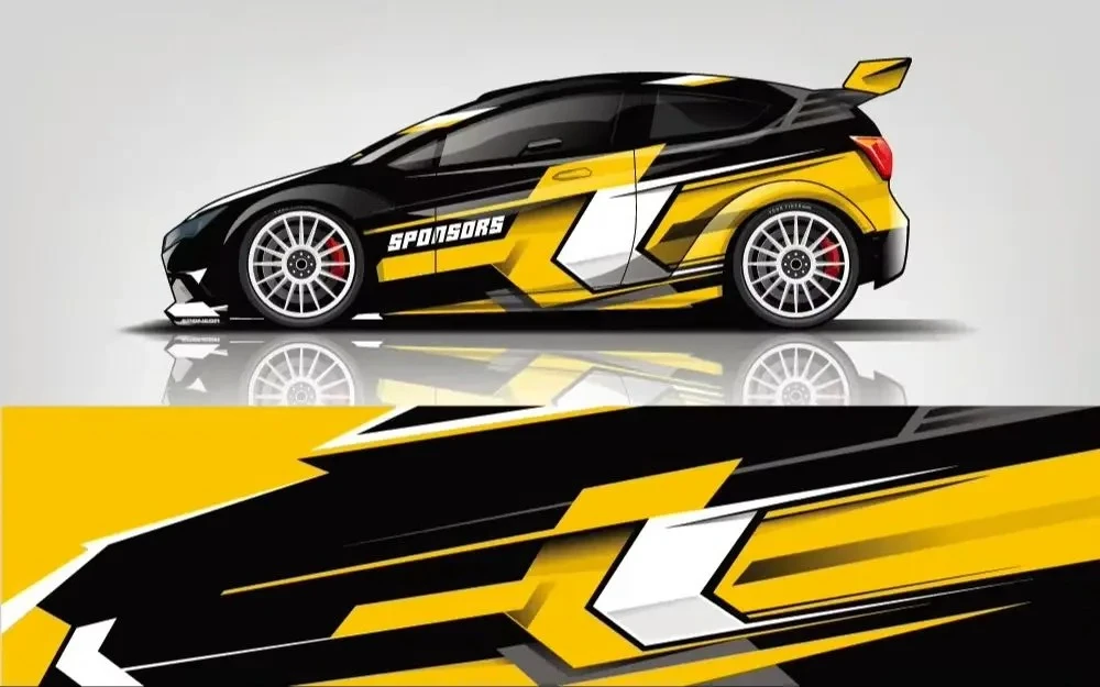 Lightning Full Body Car Graphic Decal Vinyl Wrap Modern Design Vector Image Car Full Wrap Sticker Length 400cm Width 100cm
