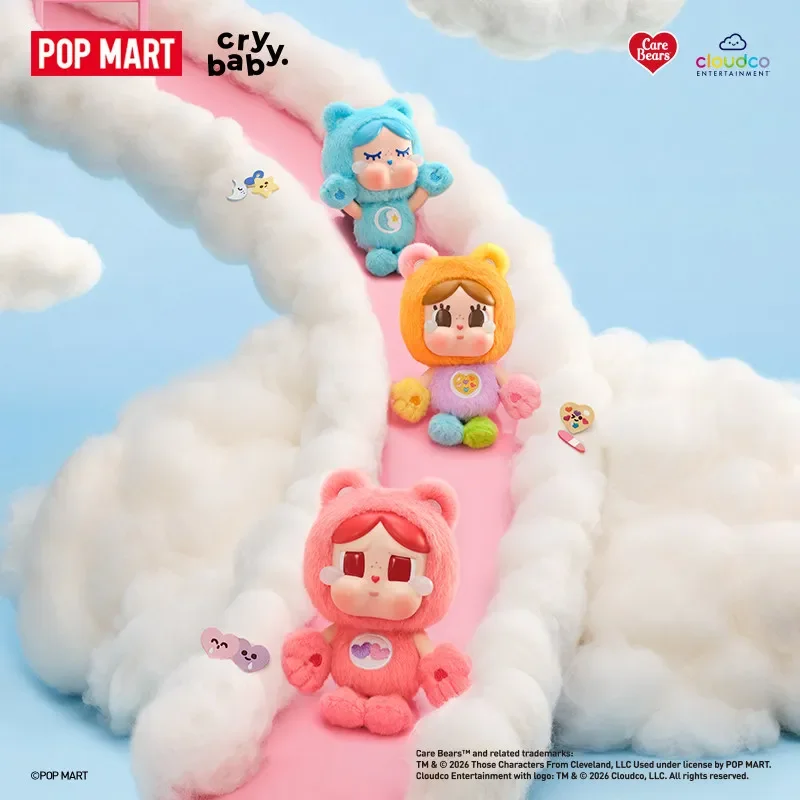 POP MART CRYBABY Série Care Bears Pendentif en Vinyle et Peluche Boîte Mystère Boîte Aveugle Authentique Jouets à Deviner Ornements de Sac Figurines Décoration Maison