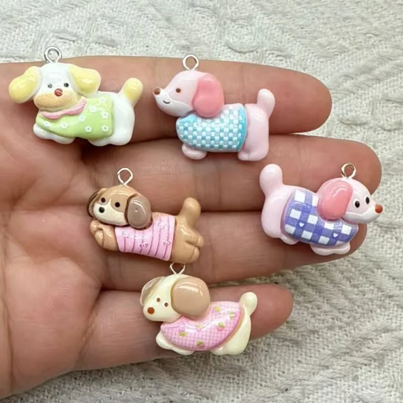 10pcs Mini Kawaii Cartoon Lovely Dog Resin Flat Back Cabochons Scrapbook Diy Party Hairpin Accessories Home Decoration Craft