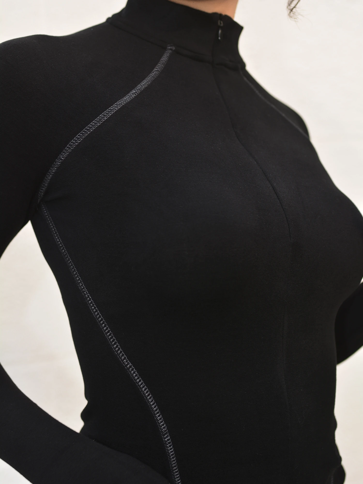 Women's Double-sided Velvet Thermal Tight Long Sleeve T-shirt Half High Collar Street Style Winter New Fashion Base Layer Shirt