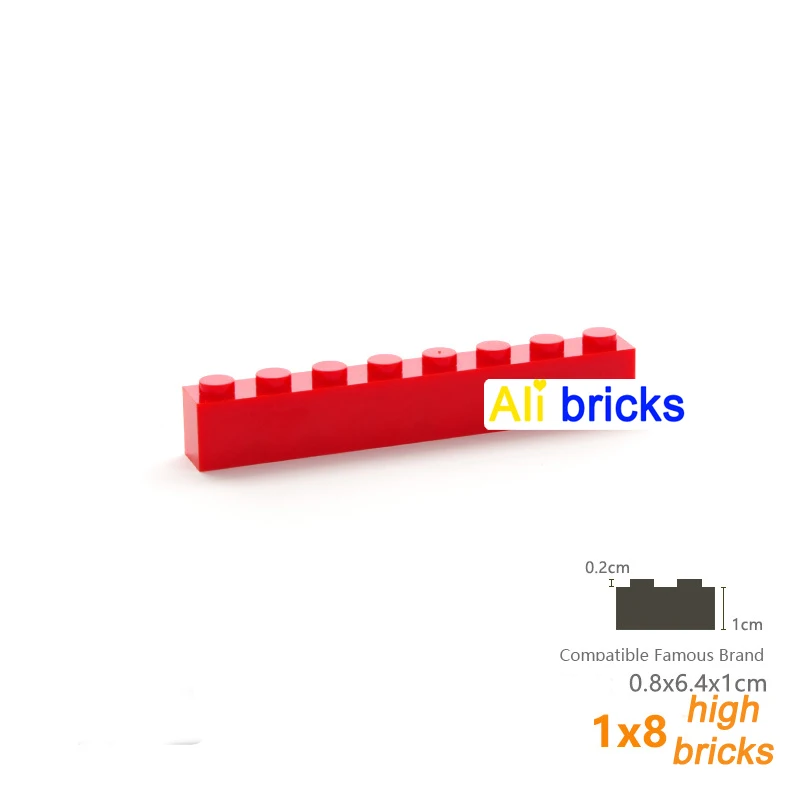 10pcs Bulk Blocks Building Bricks Thick 1X8 Educational Assemblage Construction Toys for Children Size Compatible With Brand