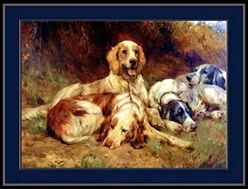 Wall Art Metal Hanging Sign English Picture Print English Setter Dog Art Vintage Wall Decor Plate Tin Sign for Home Door Ro