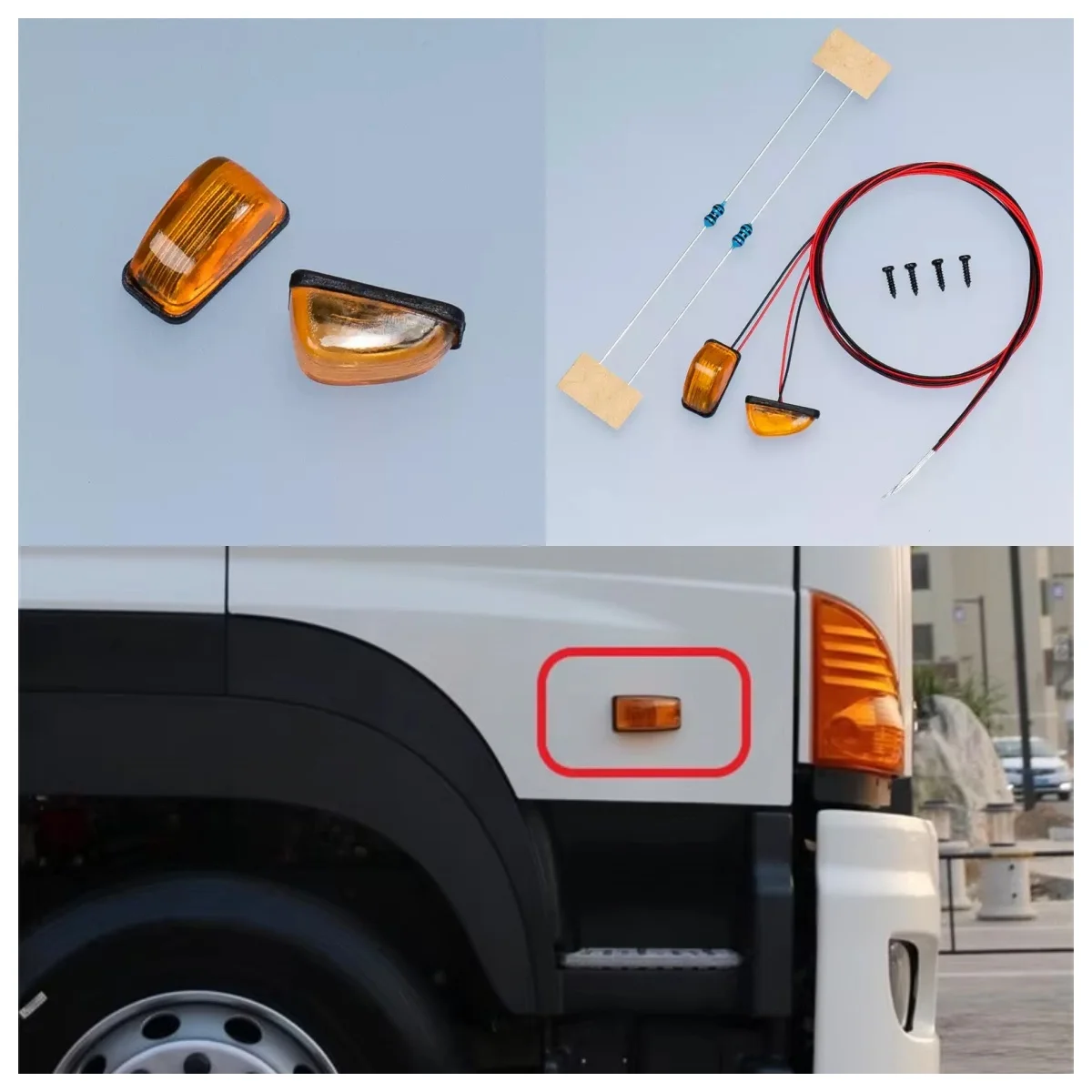 

RC Dump Truck LED Side Lights Position Lamp for 1/14 Tamiya for SCANIA 770S R620 for BENZ for Arocs TGX LESU Car Accessories