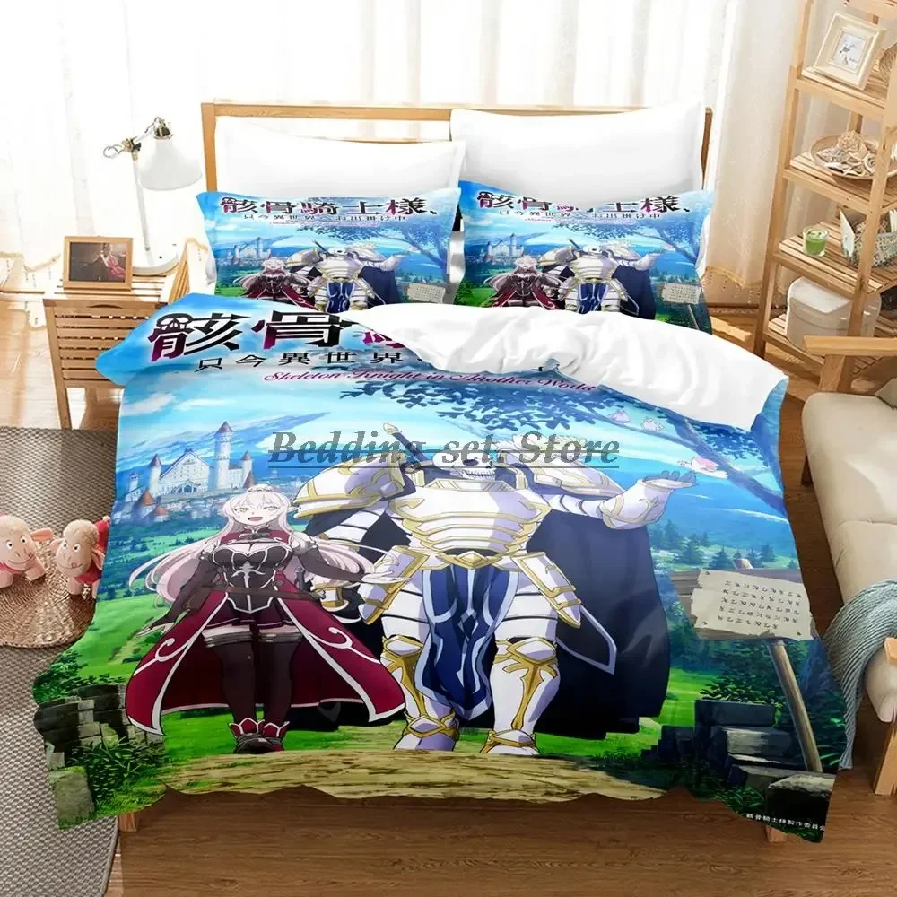 

2023 Skeleton Knight Bedding Set Single Twin Full Queen King Size Bed Set Aldult Kid Bedroom Duvetcover Sets Anime Bed Sheet Set